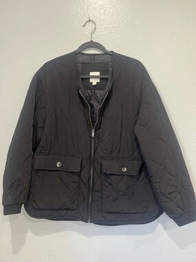 Joie Black Quilted Jacket with Subtle Satin Sheen